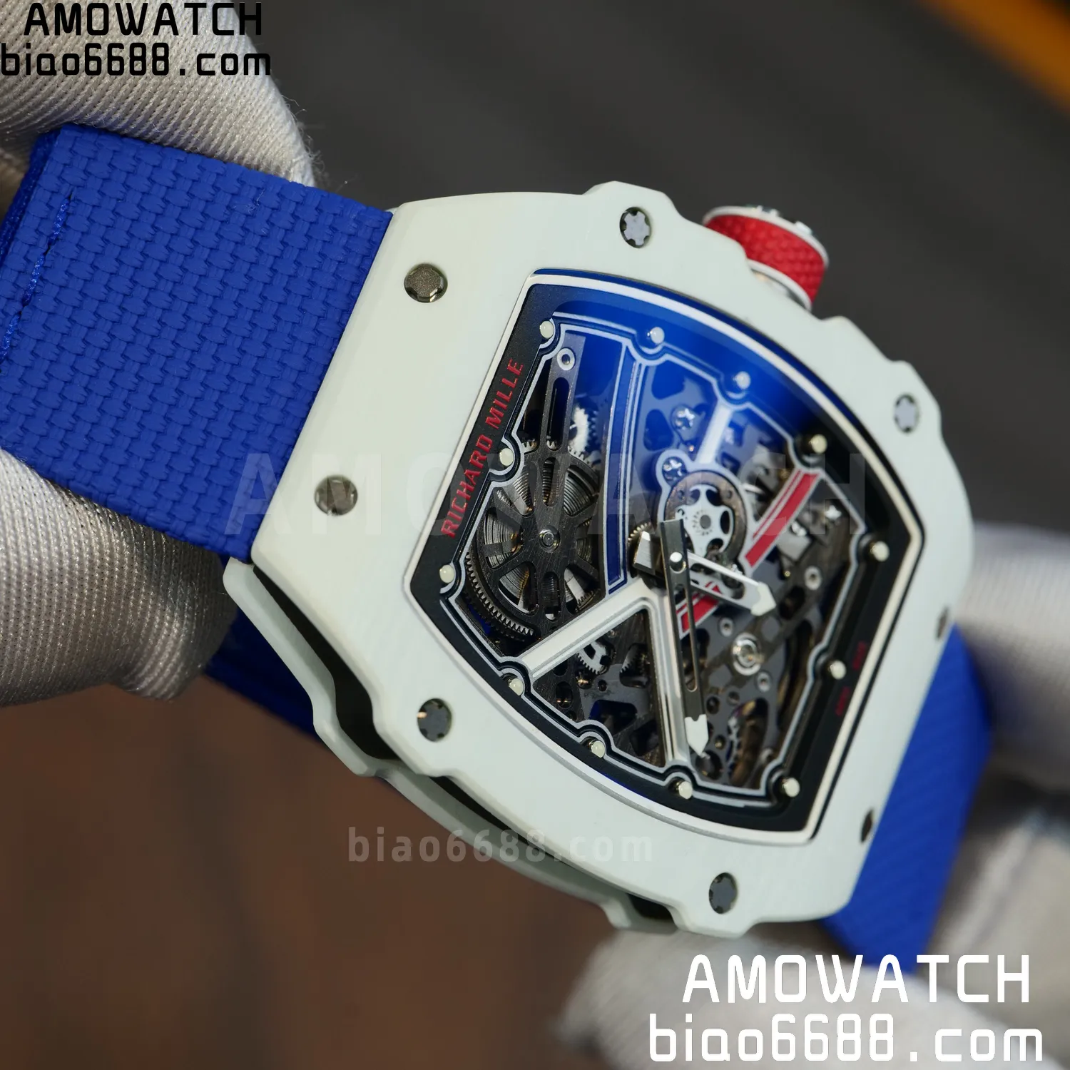 RICHARD MILLE RM67-02 White NTPT Best Edition France Dial on Blue Nylon strap CRMA7 Clone V9 91 6f5fb6071e54bff AMO Watch