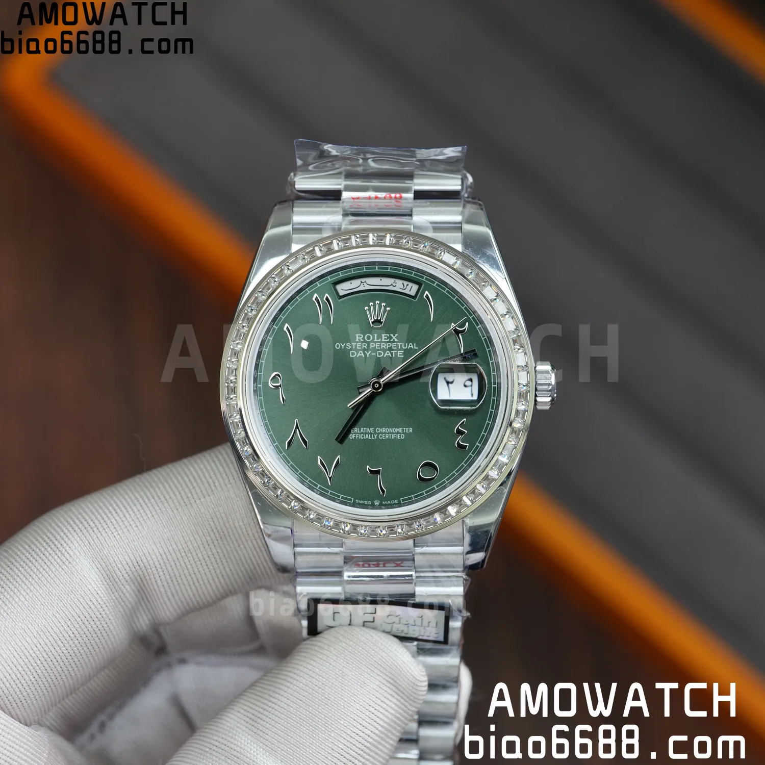 Rolex DayDate 228396 40mm QF 1:1 Best Edition Ice Green Roman Dial Diamond Bezel V6(Tungsten Heavy Version) 87 6fbcfb4973d74b7 AMO Watch