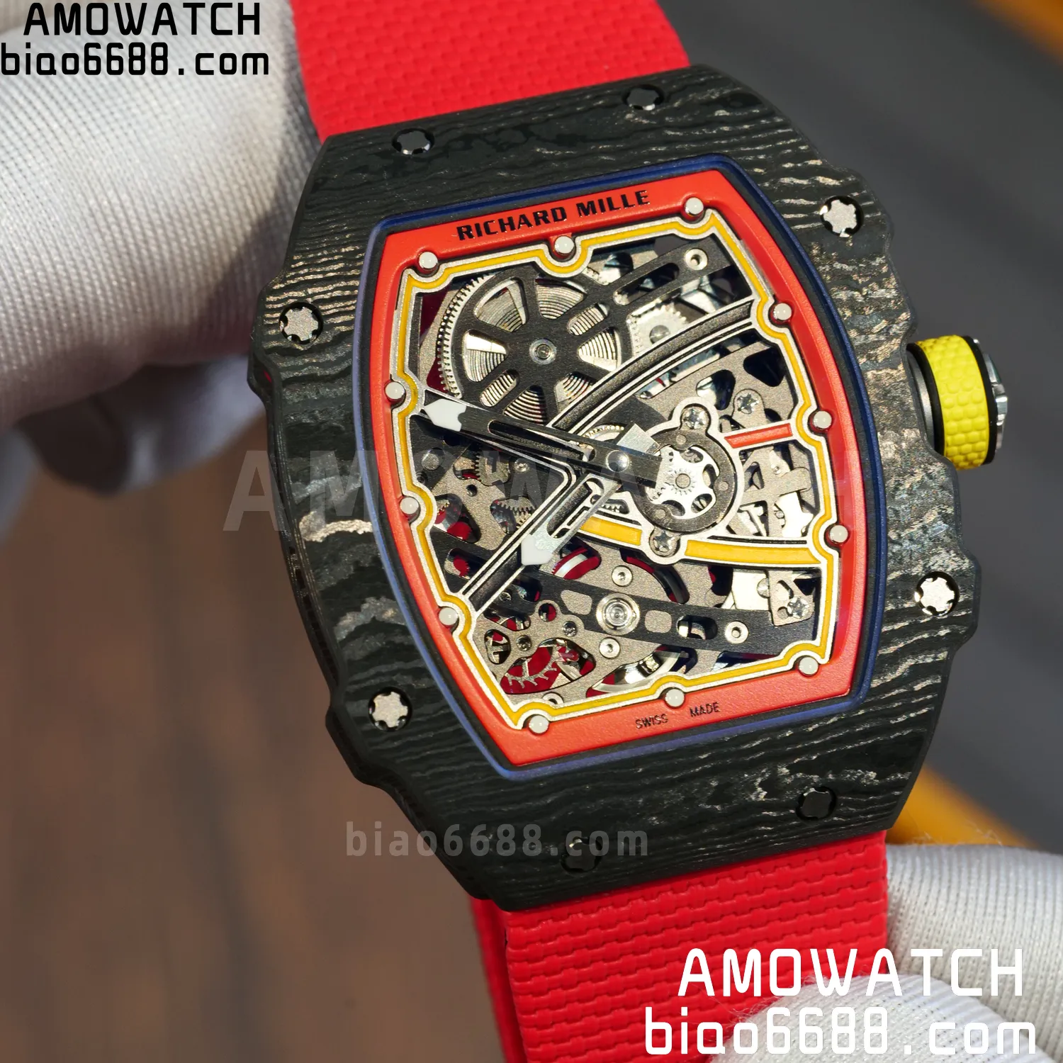 RICHARD MILLE RM67-02 Black NTPT Best Edition Spain Dial on Red Nylon strap CRMA7 Clone V9 91 702e5b3c62f78d9 AMO Watch