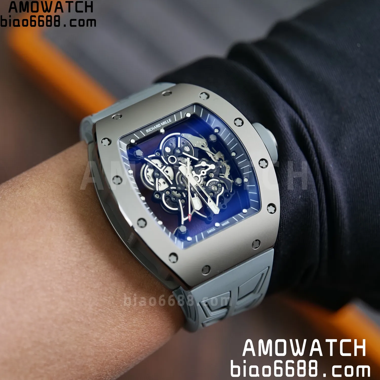 RICHARD MILLE RM055 Gray Ceramic UMI 1:1 Best Edition on Shark Rubber Strap RMUL2 Free Sprung 112 710d13ac4b5c0aa AMO Watch