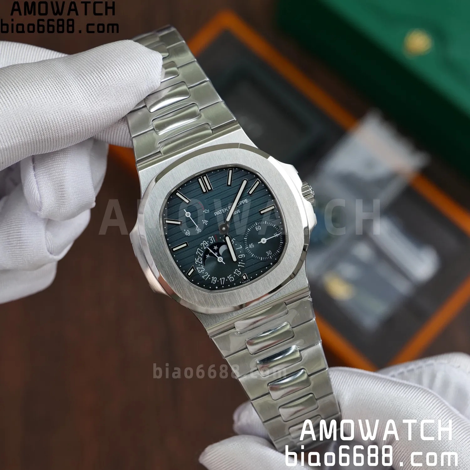 Custom Made PP Nautilus 5712 SW Dial Hands VVS Moon Phase Wheel 50 726ce18430c3aa7 AMO Watch