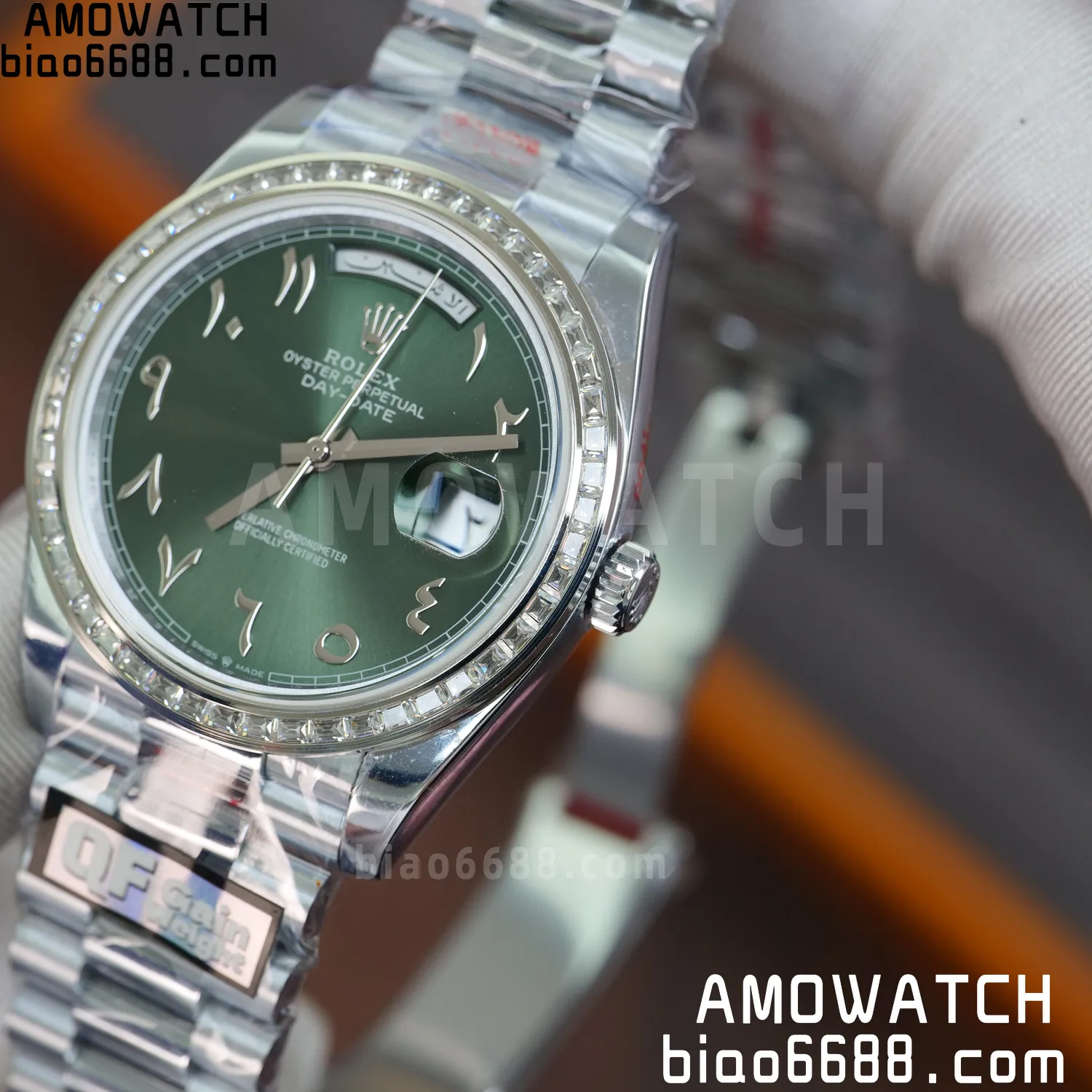 Rolex DayDate 228396 40mm QF 1:1 Best Edition Ice Green Roman Dial Diamond Bezel V6(Tungsten Heavy Version) 78 73cfd07dd07d1f7 AMO Watch