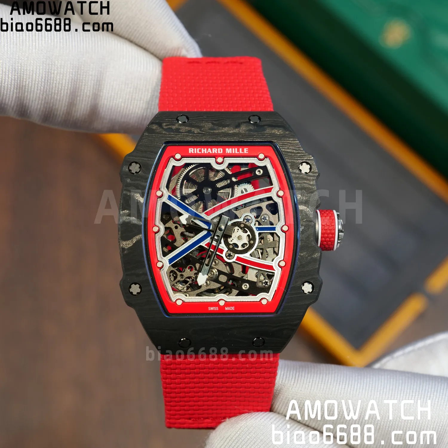 RICHARD MILLE RM67-02 Black NTPT Best Edition Norway Dial on Red Nylon strap CRMA7 Clone V9 73 73db6aea2a27399 AMO Watch