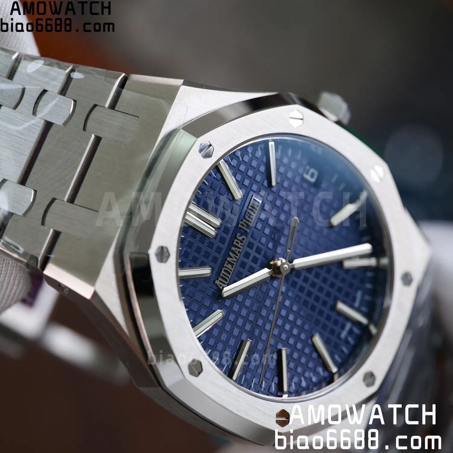 Custom Made AP Royal Oak 15510 SS TOP Factory (SW Factory Blue Dial、 DEEP Crystal) 77 74874ec37922a43 AMO Watch