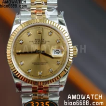 Rolex DateJust 36mm 126233 SS/YG QF 1:1 Best Edition 904L Steel YG  Diamonds Dial on Jubilee Bracelet DD3235(Gain Weight)