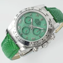 Rolex Daytona 116519 PPM Factory 1:1 Best Edition Green Roman Dial on Leather Strap 4130