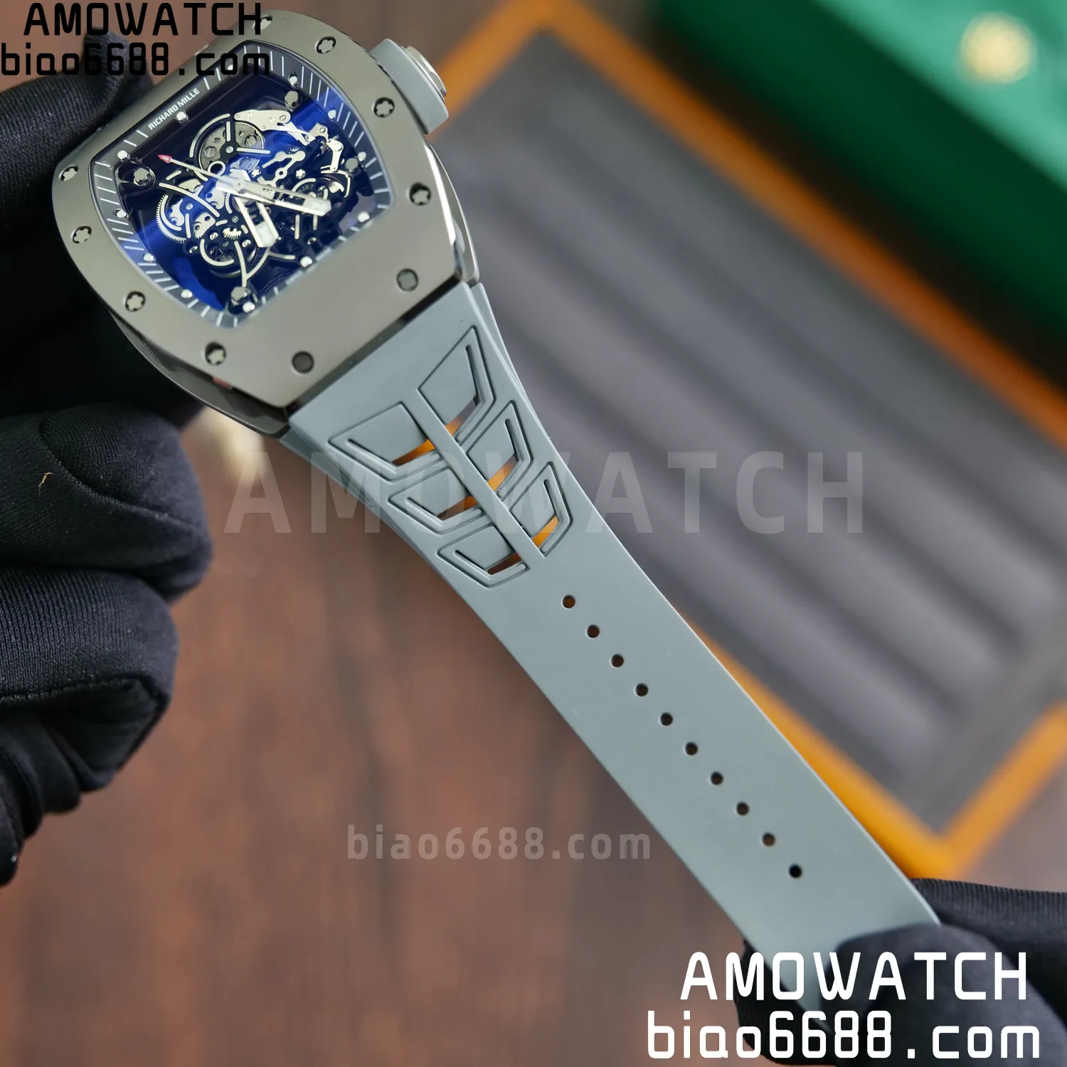 RICHARD MILLE RM055 Gray Ceramic UMI 1:1 Best Edition on Shark Rubber Strap RMUL2 Free Sprung 84 7f2a80999a50472 AMO Watch