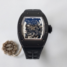 Richard Mille RM055 Black Ceramic UMI 1:1 Best Edition on White Inner Bezel on Shark Rubber Strap RMUL2 Free Sprung