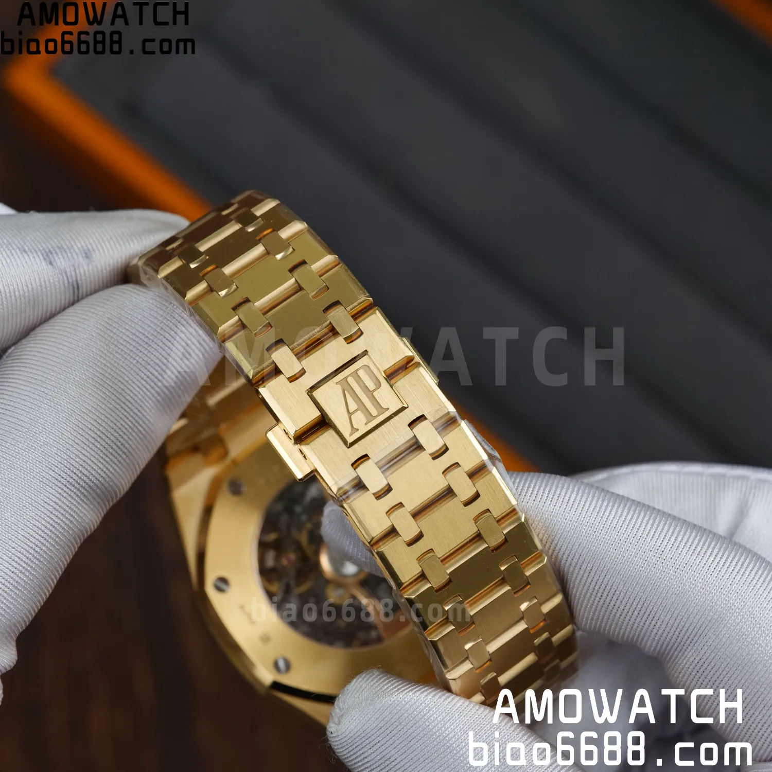 Custom Made AP Royal Oak 41mm Skeleton 15407 YG 18K Real Yellow Gold Plating 85 8238cf6d0461e82 阿默表行AmoWatch