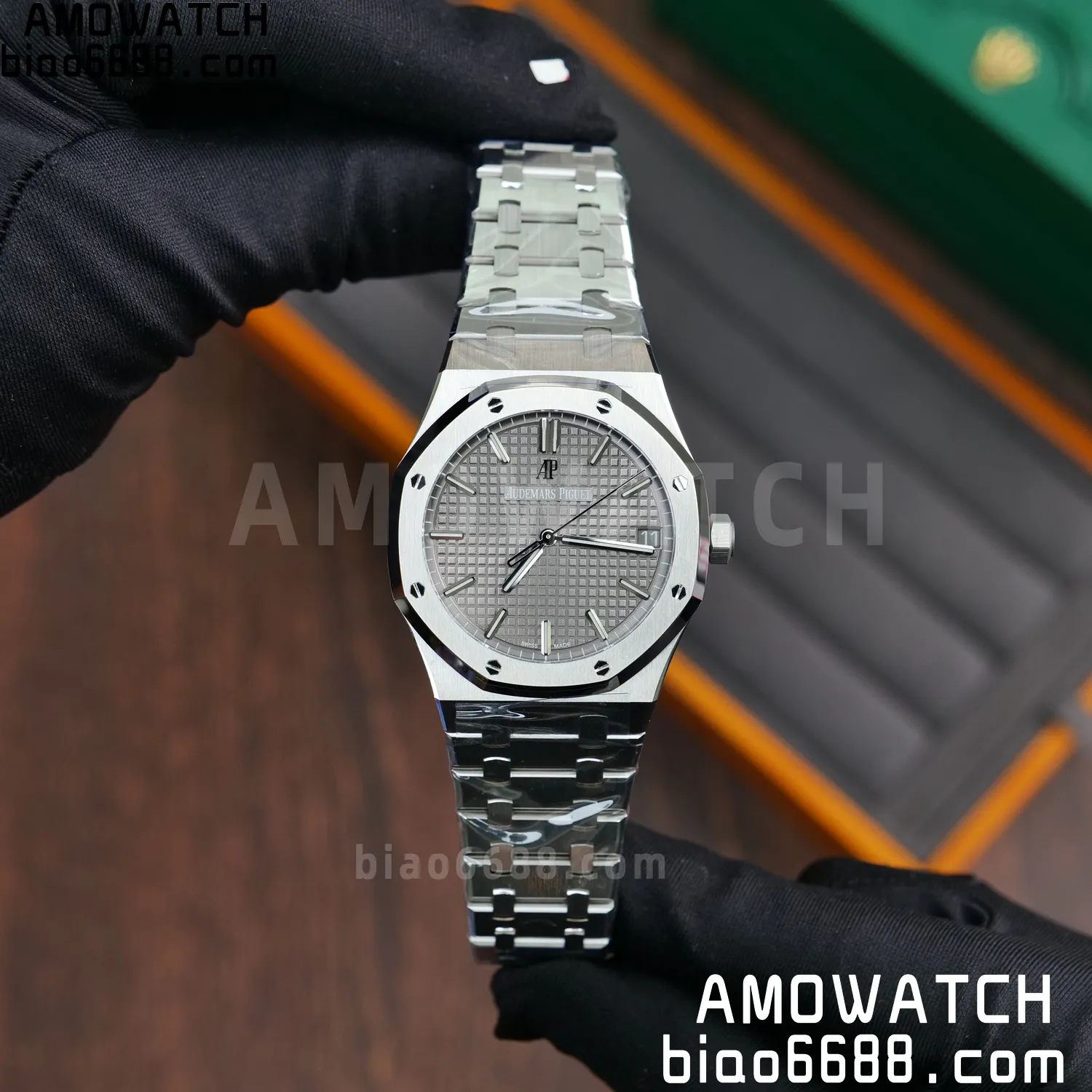 AP Royal Oak 41mm 15500 SS VSF1:1 Best Edition Grey Textured Dial on SS Bracelet A4302 Super Clone 50 82b4e4fcbd2a2ab AMO Watch