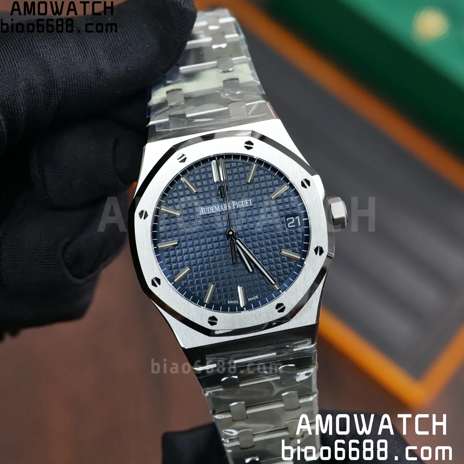 AP Royal Oak 41mm 15500 SS VSF1:1 Best Edition Blue Textured Dial on SS Bracelet A4302 Super Clone 81 8340458df3be9f1 AMO Watch
