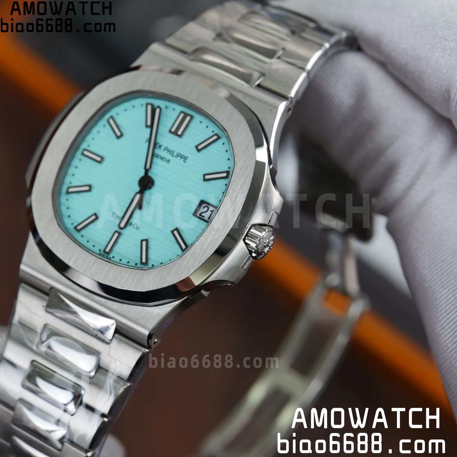 Custom Made PP Nautilus 5711 Tiffany Modified content :SW factory Tiffany Dial 、SW Pointer、DEEP crystal 74 8530a0634c5b165 阿默表行AmoWatch