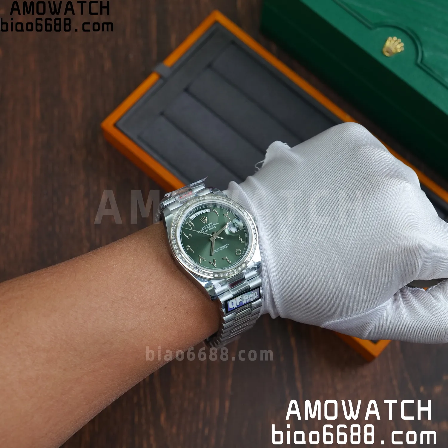 Rolex DayDate 228396 40mm QF 1:1 Best Edition Ice Green Roman Dial Diamond Bezel V6(Tungsten Heavy Version) 92 854dab304a6a544 AMO Watch