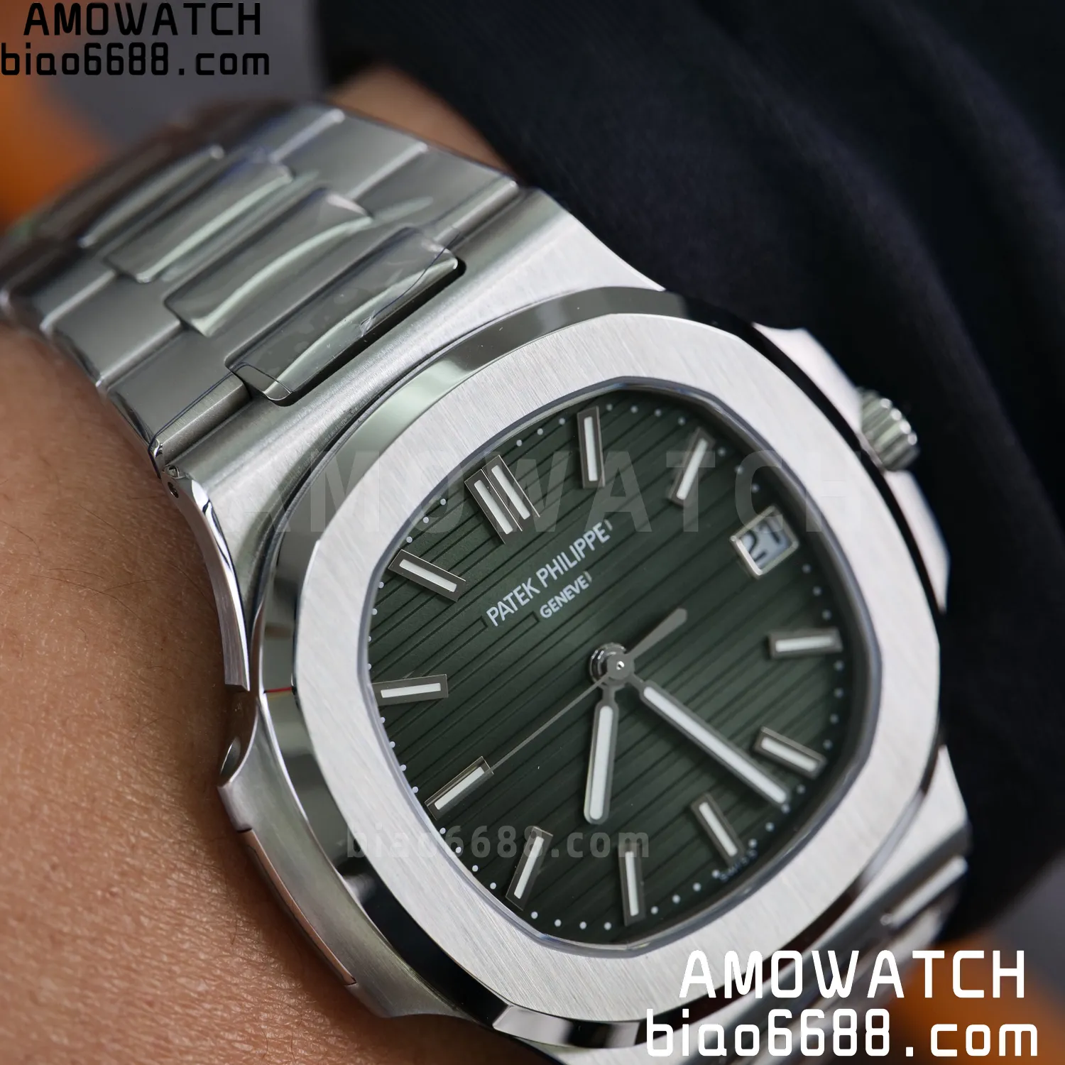PP Nautilus 5711 DDF 1:1 Best Edition Green Dial on SS Bracelet DD330 Super Clone 92 85df479478fa02c AMO Watch