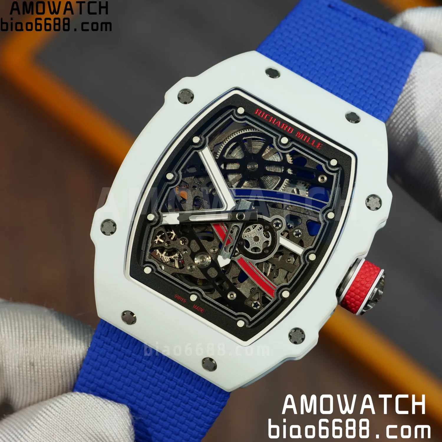 RICHARD MILLE RM67-02 White NTPT Best Edition France Dial on Blue Nylon strap CRMA7 Clone V9 94 87afd352cec84b5 AMO Watch