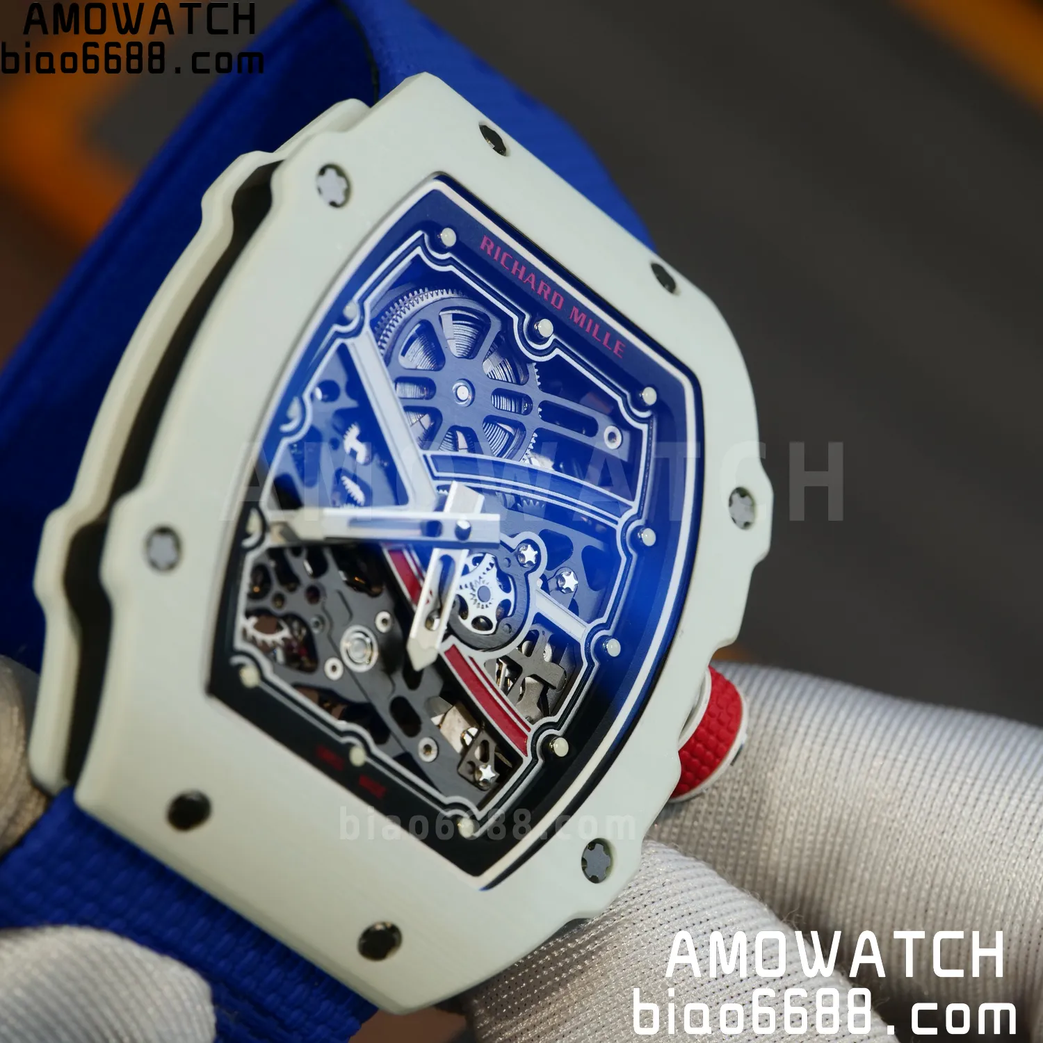RICHARD MILLE RM67-02 White NTPT Best Edition France Dial on Blue Nylon strap CRMA7 Clone V9 97 8986f559c240553 AMO Watch