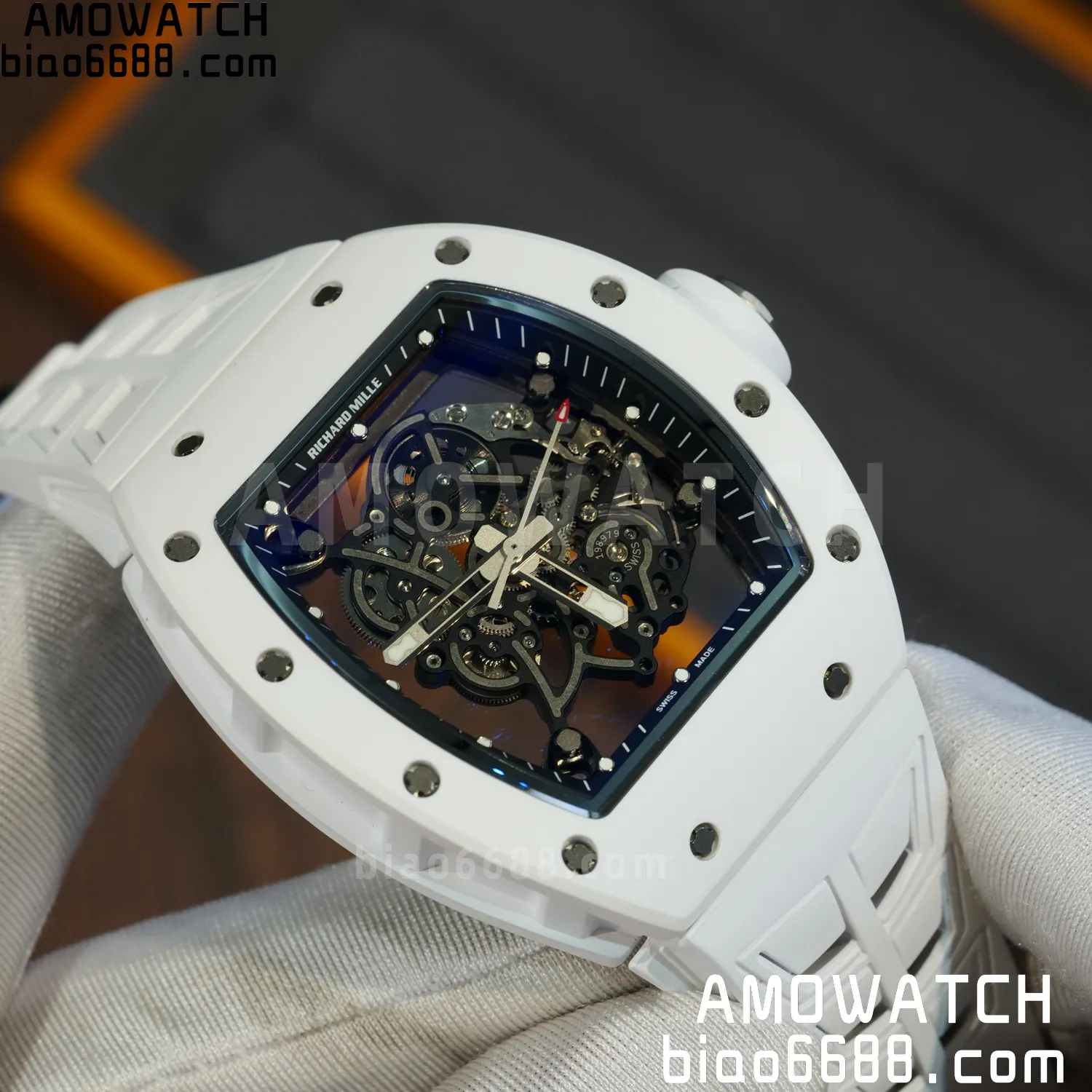 Richard Mille RM055 White Ceramic ZF 1:1 Best Edition Shark Fin Rubber Strap RMUL2 Super Clone V3 70 8ab7c8519598818 AMO Watch