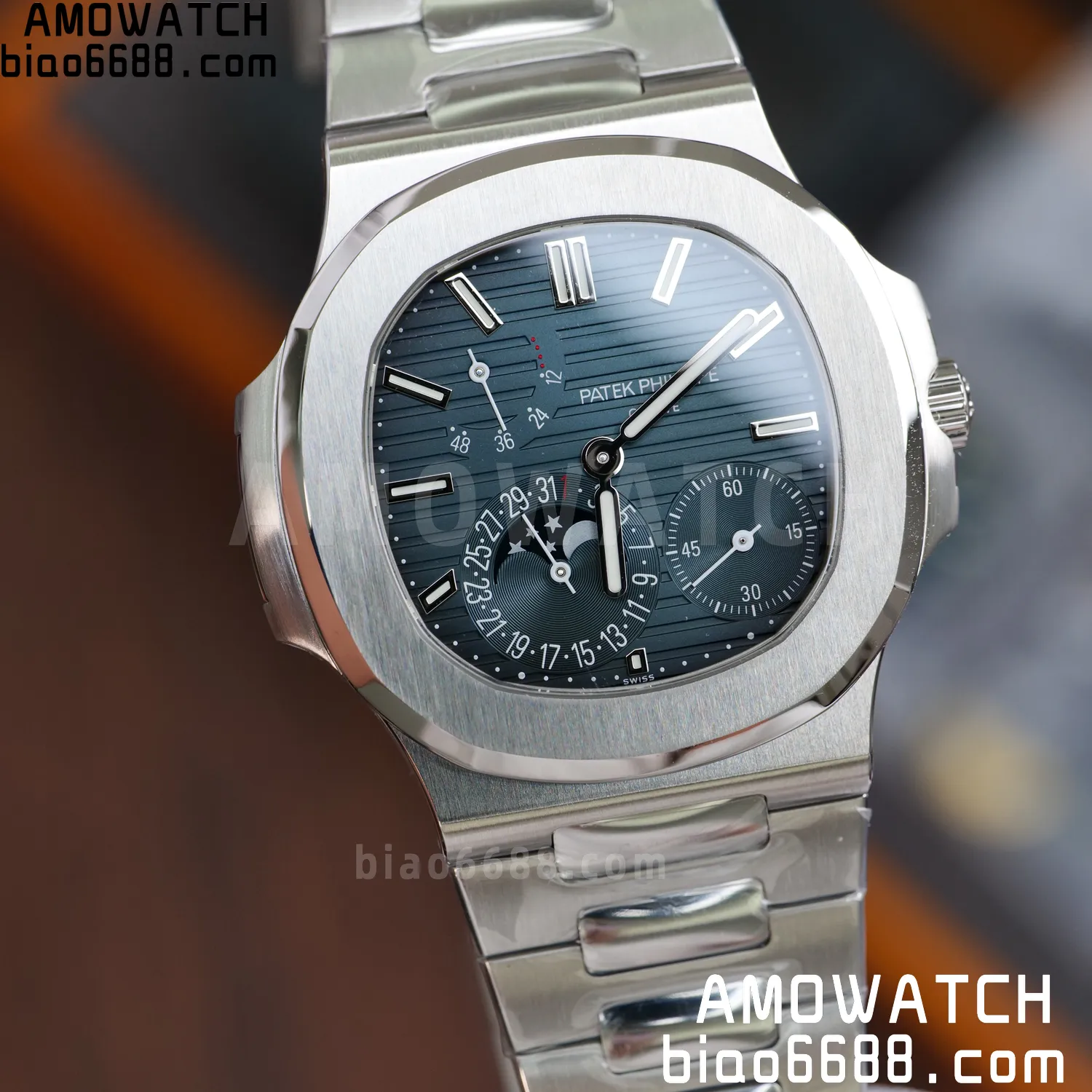 Custom Made PP Nautilus 5712 SW Dial Hands VVS Moon Phase Wheel 65 8af83f1ae492cb0 AMO Watch