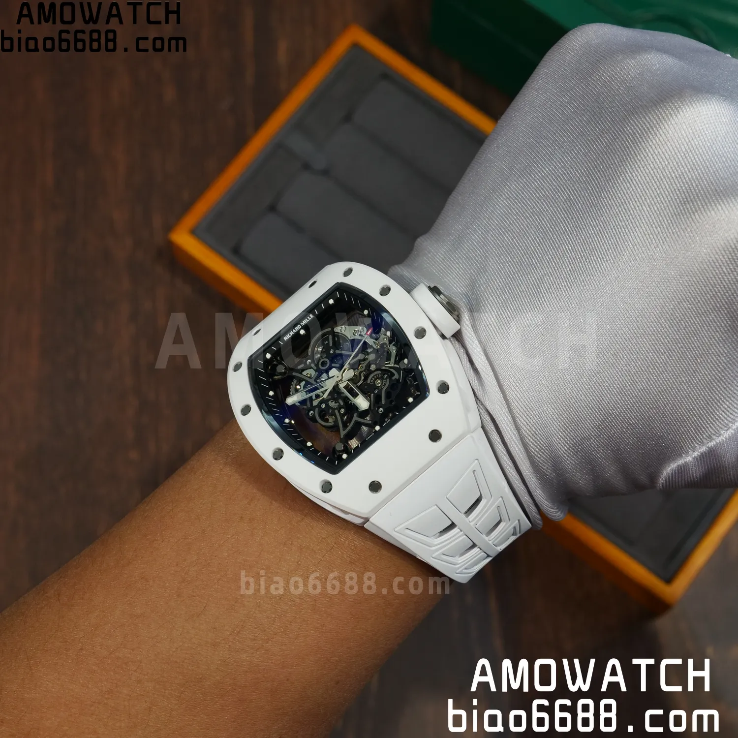 Richard Mille RM055 White Ceramic ZF 1:1 Best Edition Shark Fin Rubber Strap RMUL2 Super Clone V3 84 8c04604537ba70f AMO Watch