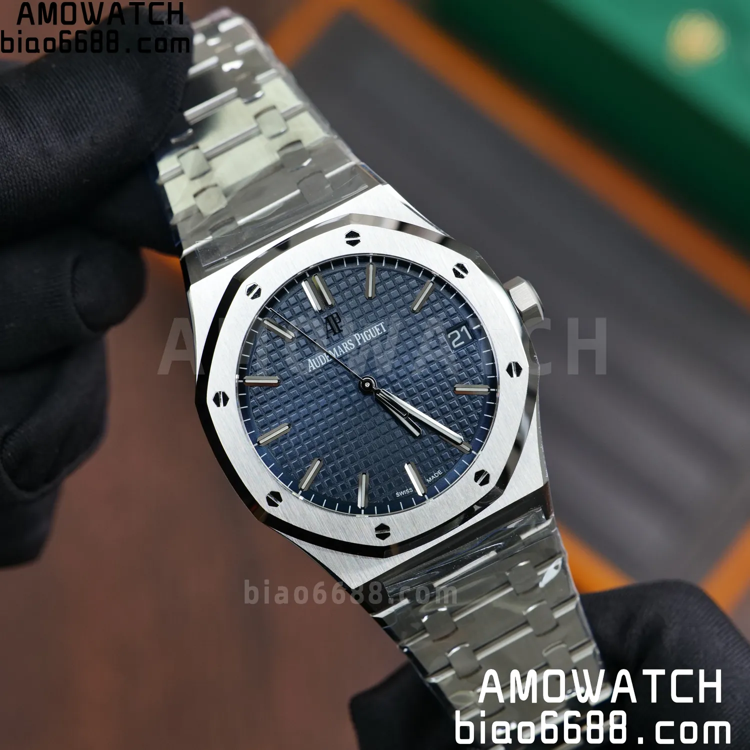 AP Royal Oak 41mm 15500 SS VSF1:1 Best Edition Blue Textured Dial on SS Bracelet A4302 Super Clone 80 8c69a8b4438aea7 AMO Watch