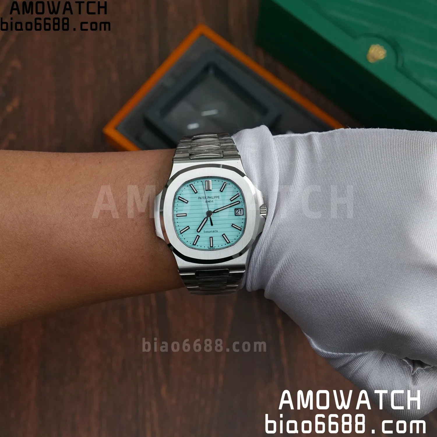 Custom Made PP Nautilus 5711 Tiffany Modified content :SW factory Tiffany Dial 、SW Pointer、DEEP crystal 90 8cbb10e1ee83095 阿默表行AmoWatch