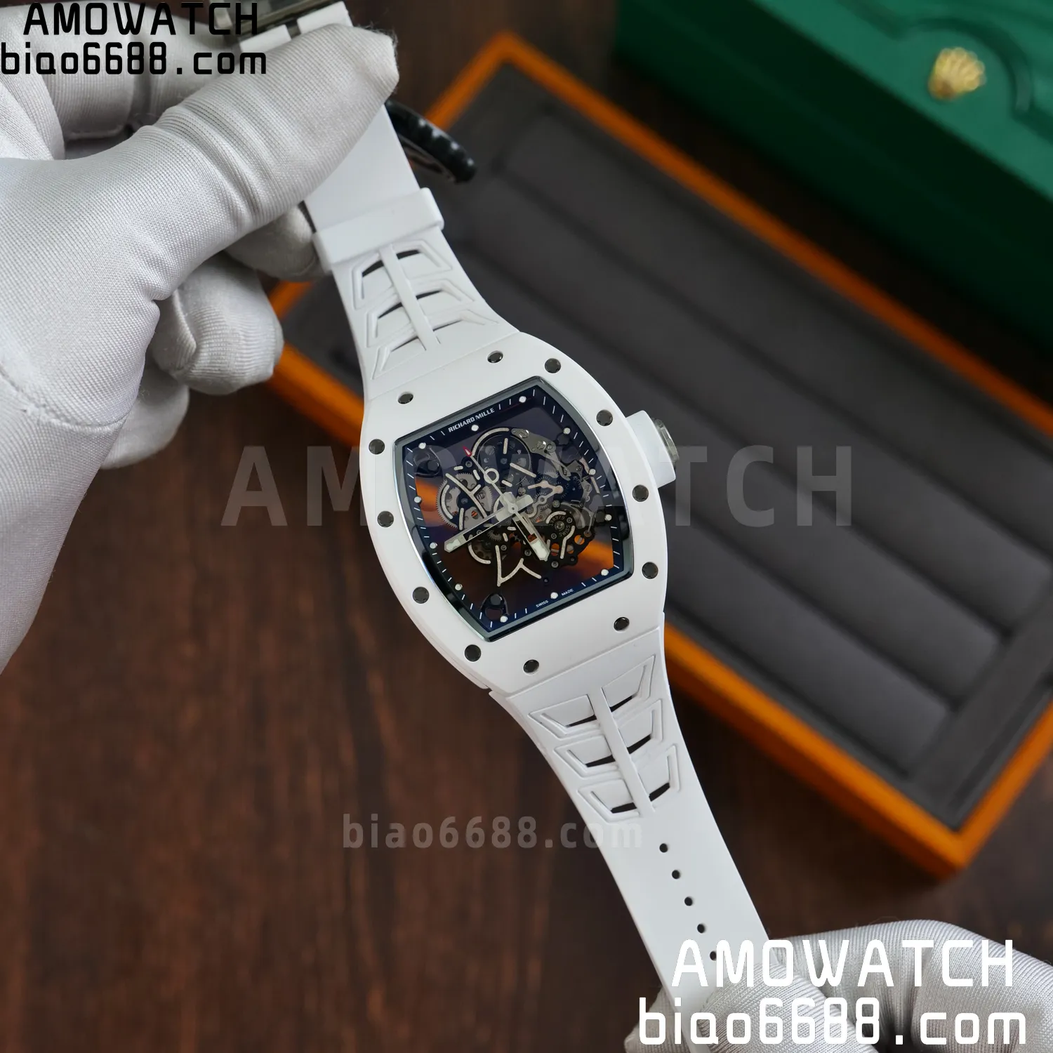 Richard Mille RM055 White Ceramic ZF 1:1 Best Edition Shark Fin Rubber Strap RMUL2 Super Clone V3 58 8ea3e85a364e213 AMO Watch