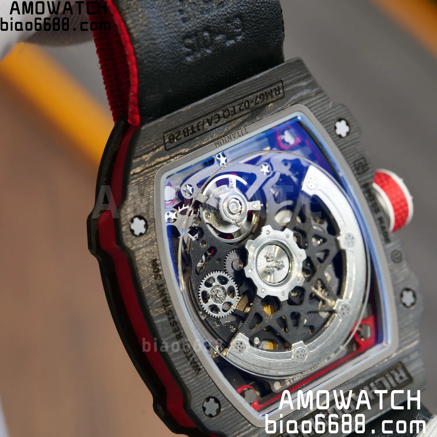 RICHARD MILLE RM67-02 Black NTPT Best Edition Norway Dial on Red Nylon strap CRMA7 Clone V9 88 921f989b710ff2d AMO Watch