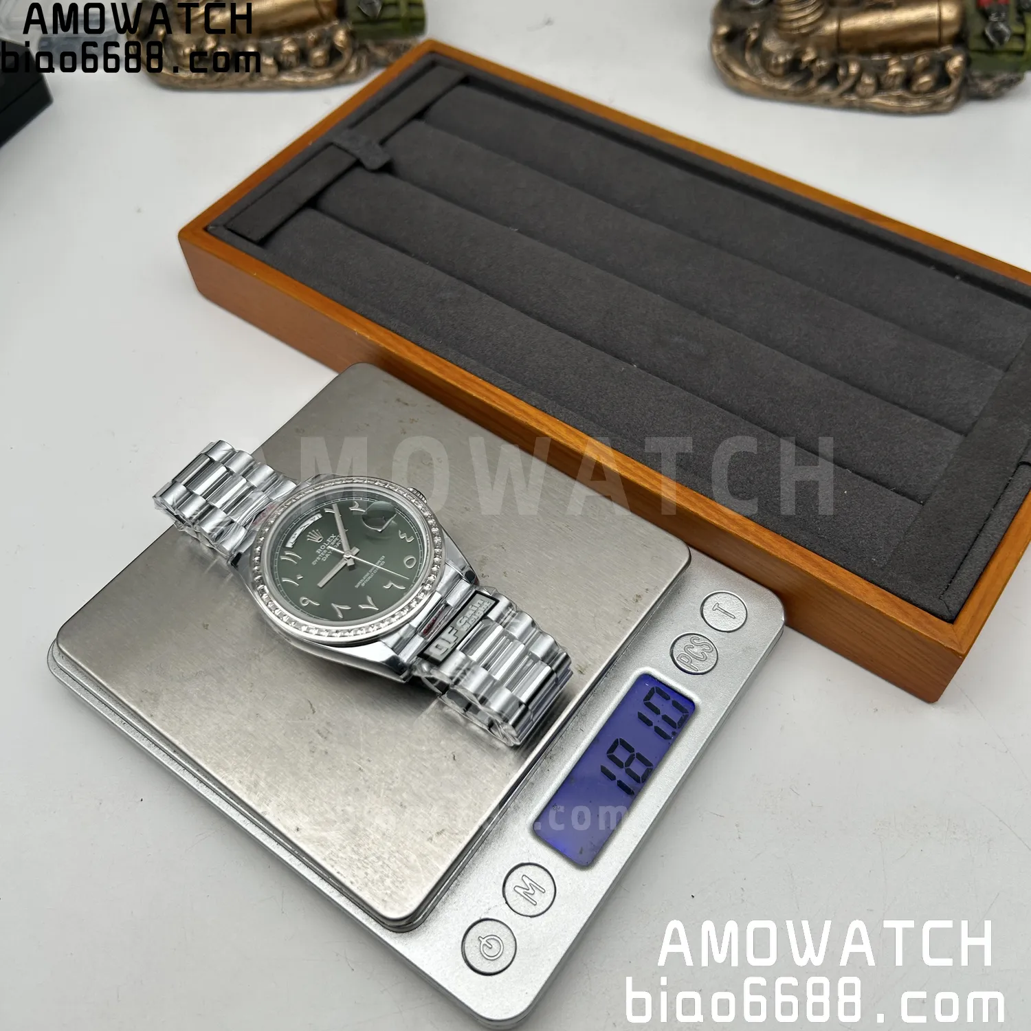 Rolex DayDate 228396 40mm QF 1:1 Best Edition Ice Green Roman Dial Diamond Bezel V6(Tungsten Heavy Version) 65 98d50de33fb192f AMO Watch