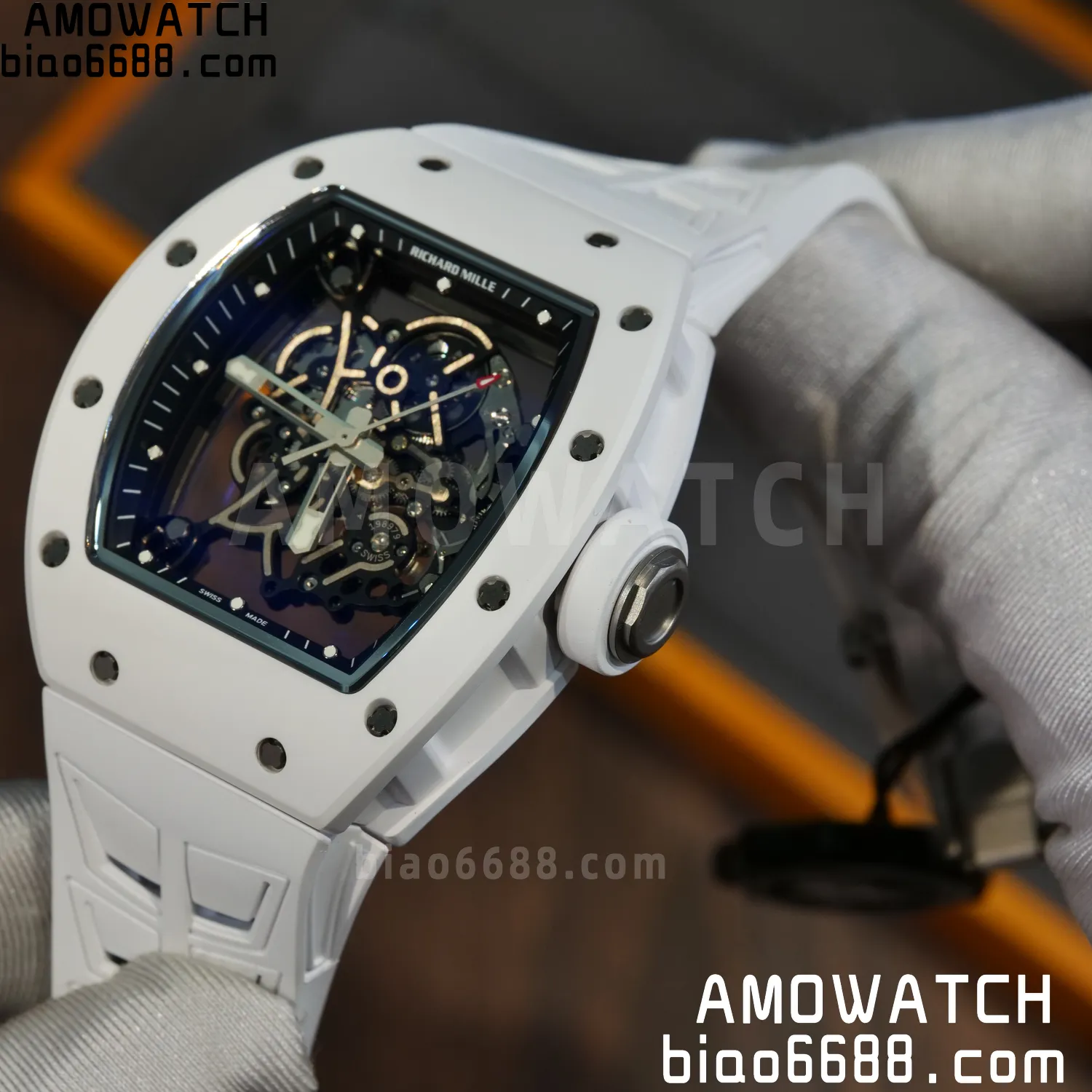 Richard Mille RM055 White Ceramic ZF 1:1 Best Edition Shark Fin Rubber Strap RMUL2 Super Clone V3 69 993b585acf5e5d4 AMO Watch