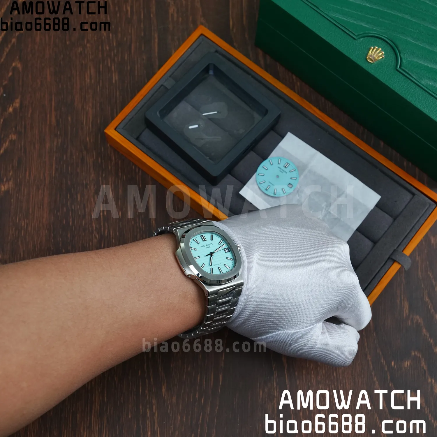 Custom Made PP Nautilus 5711 Tiffany Modified content :SW factory Tiffany Dial 、SW Pointer、DEEP crystal 91 9bcf1f6ee4e326c 阿默表行AmoWatch