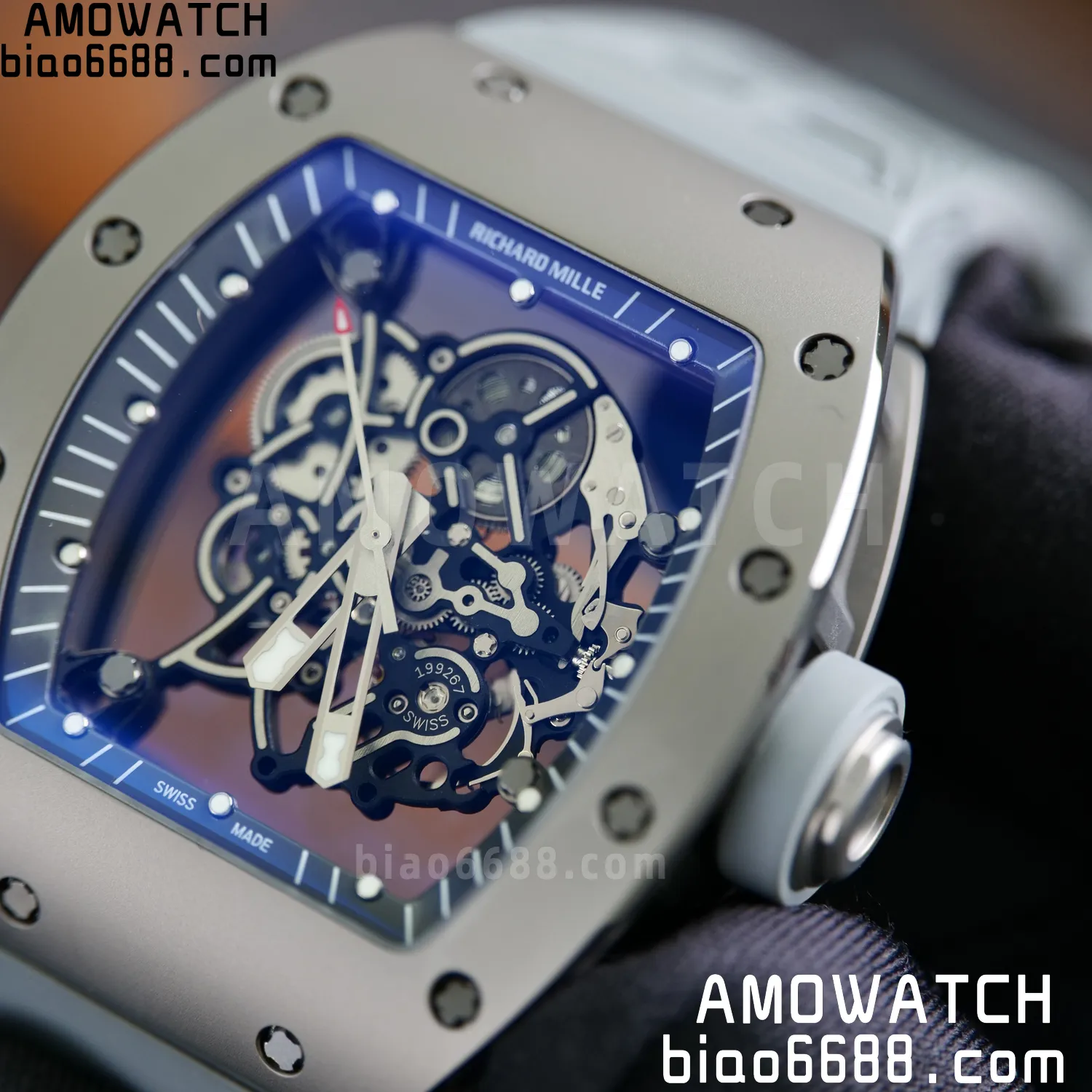 RICHARD MILLE RM055 Gray Ceramic UMI 1:1 Best Edition on Shark Rubber Strap RMUL2 Free Sprung 98 a277067f4fd5ccb AMO Watch