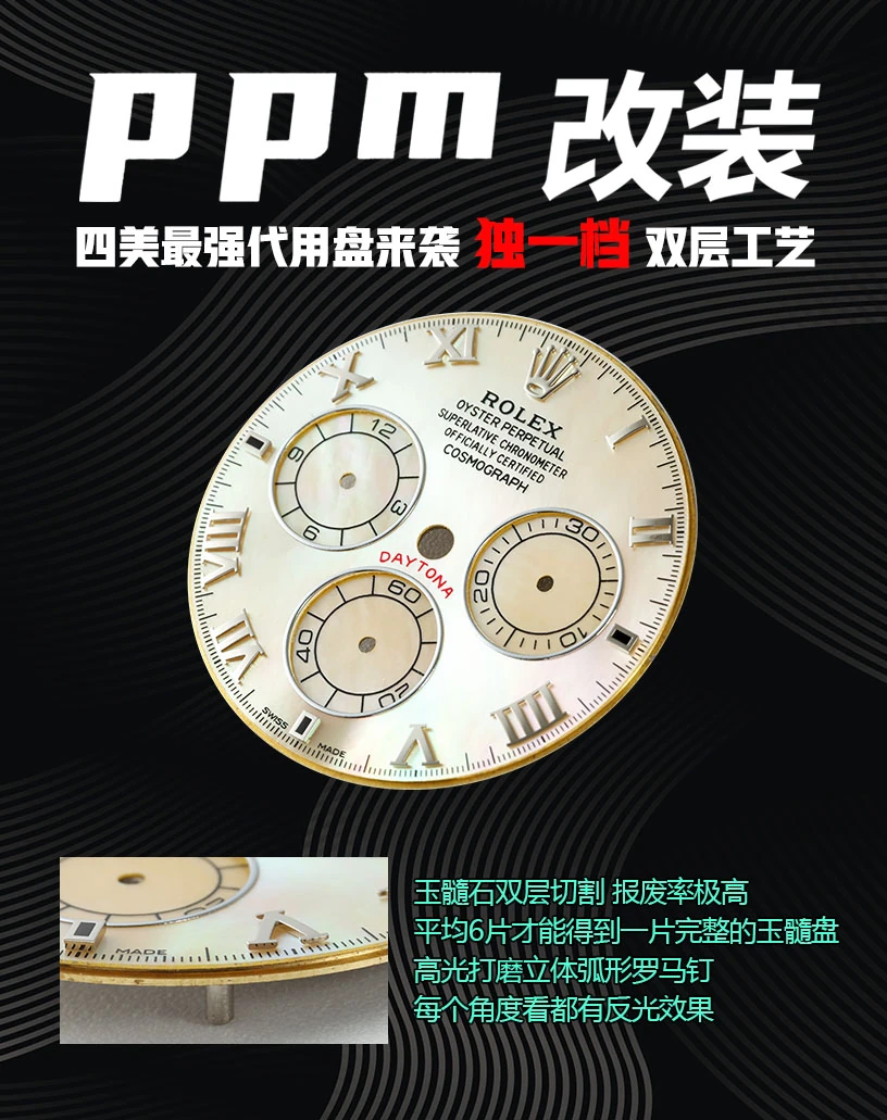 Rolex Daytona 116519 PPM Factory 1:1 Best Edition MOP Roman Dial on Leather Strap 4130 19 a28b375e35d9a9f AMO Watch