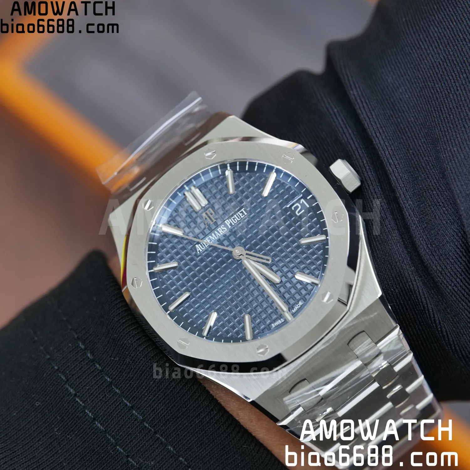 AP Royal Oak 41mm 15500 SS VSF1:1 Best Edition Blue Textured Dial on SS Bracelet A4302 Super Clone 112 a3bd87ac0f63396 AMO Watch