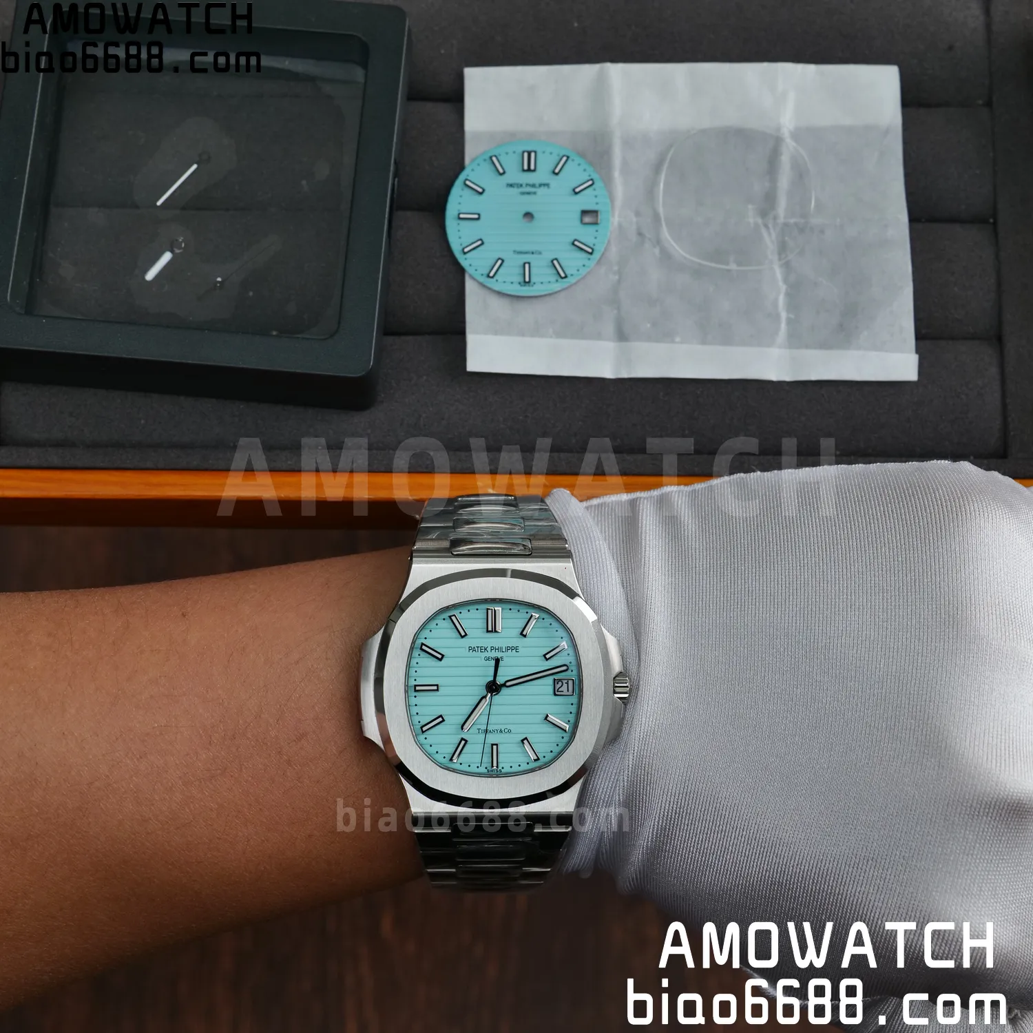 Custom Made PP Nautilus 5711 Tiffany Modified content :SW factory Tiffany Dial 、SW Pointer、DEEP crystal 92 a43ae8f15b2aeba 阿默表行AmoWatch