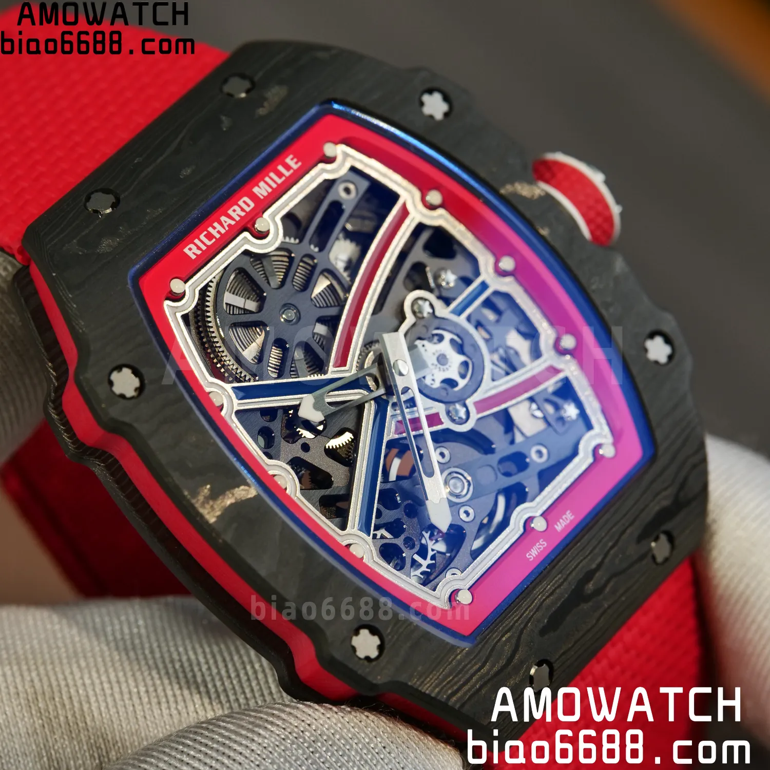 RICHARD MILLE RM67-02 Black NTPT Best Edition Norway Dial on Red Nylon strap CRMA7 Clone V9 86 a92a90d12de2d49 AMO Watch