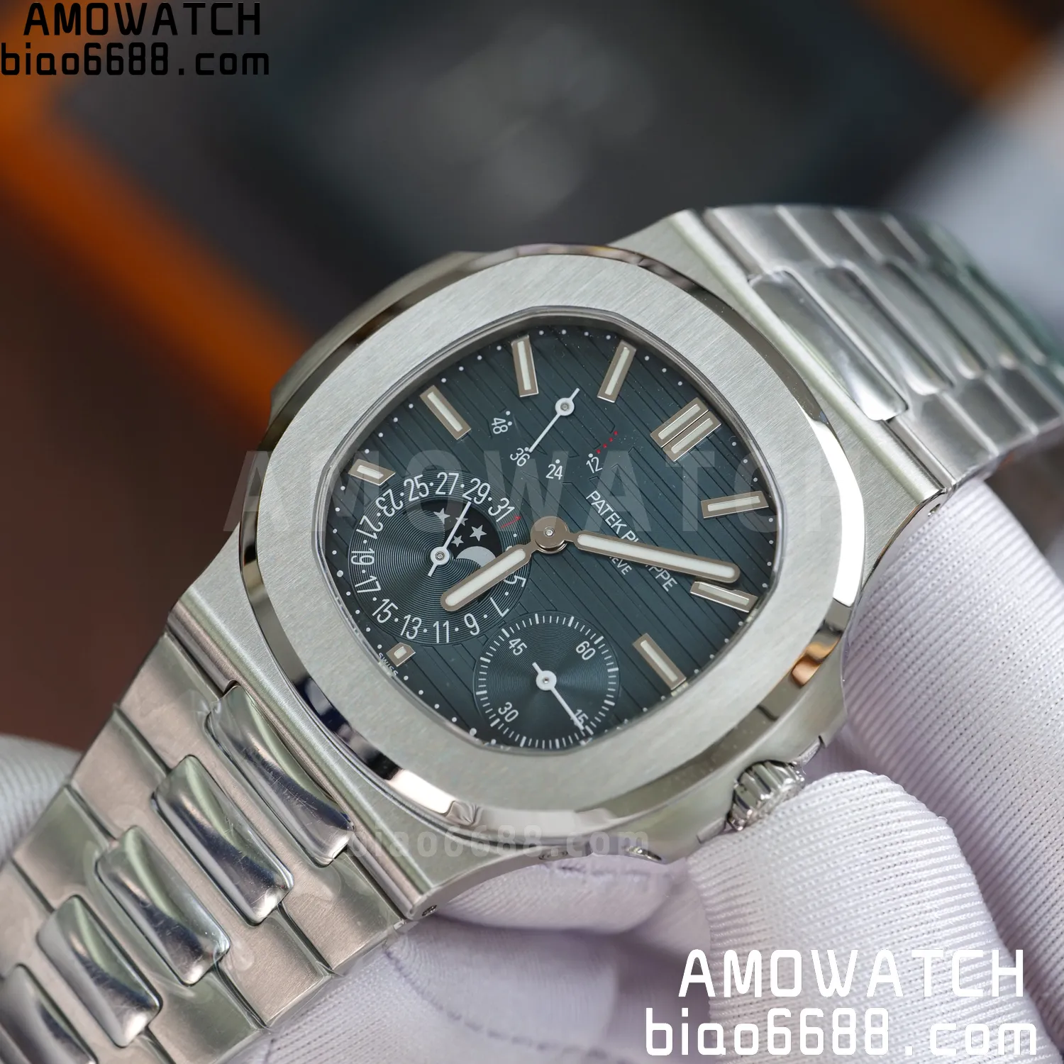 Custom Made PP Nautilus 5712 SW Dial Hands VVS Moon Phase Wheel 62 a9ccd0f6239cefb AMO Watch