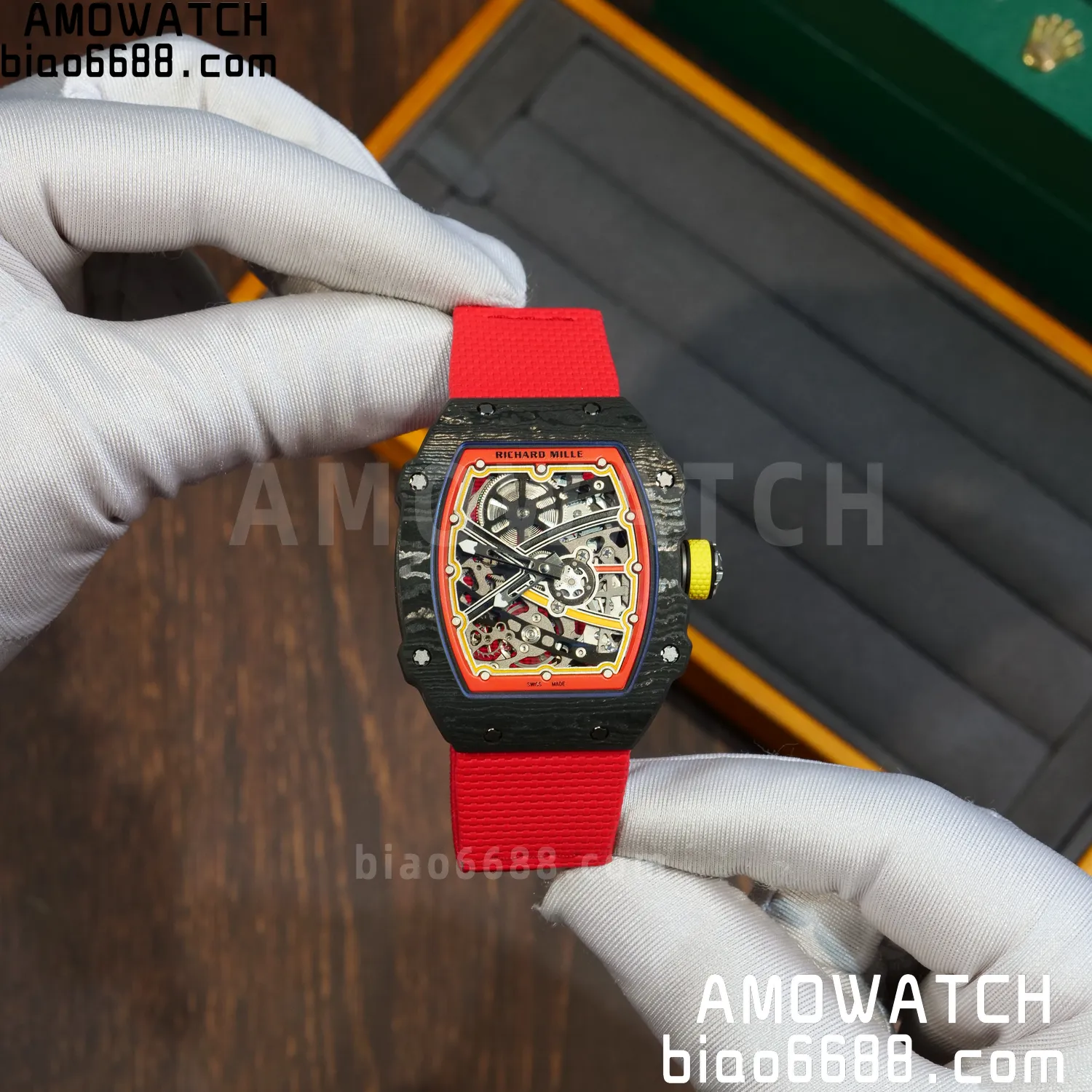 RICHARD MILLE RM67-02 Black NTPT Best Edition Spain Dial on Red Nylon strap CRMA7 Clone V9 75 ab890d6e4e8dc09 AMO Watch