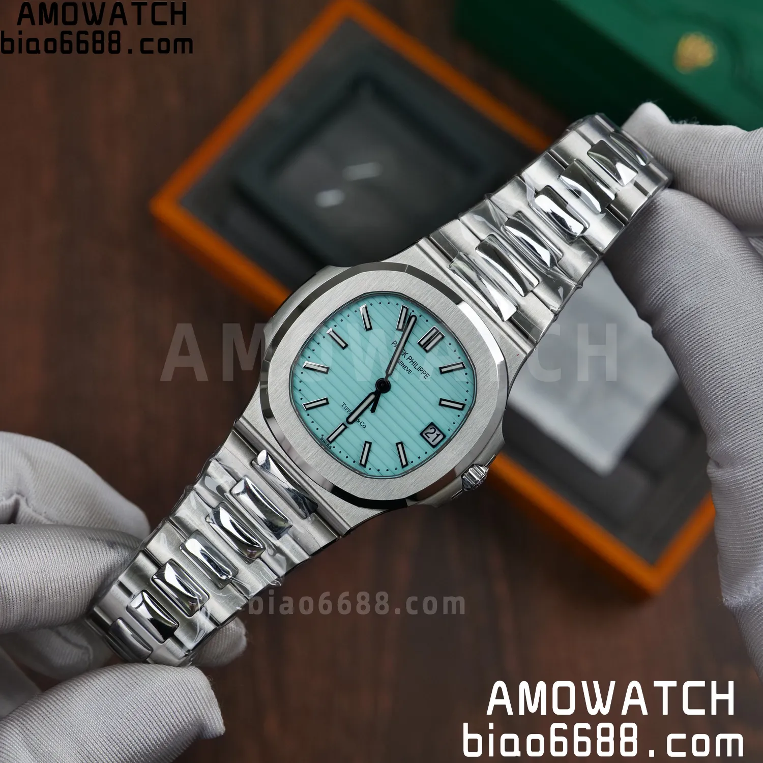 Custom Made PP Nautilus 5711 Tiffany Modified content :SW factory Tiffany Dial 、SW Pointer、DEEP crystal 68 ab98304af1d7601 阿默表行AmoWatch