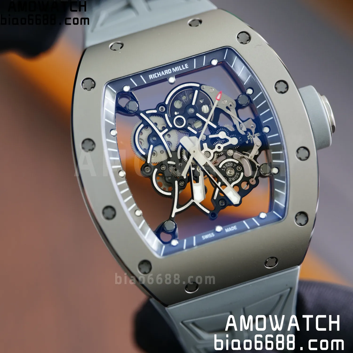 RICHARD MILLE RM055 Gray Ceramic UMI 1:1 Best Edition on Shark Rubber Strap RMUL2 Free Sprung 94 ac5a97f4bdd0db4 AMO Watch