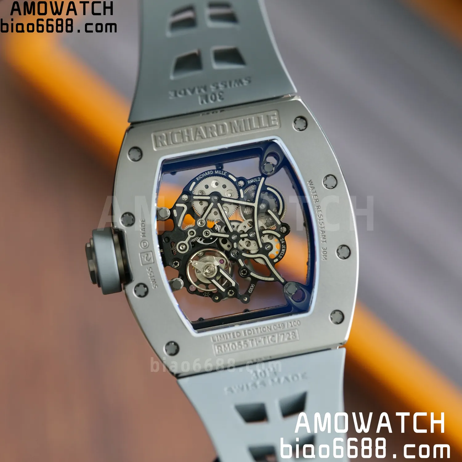 RICHARD MILLE RM055 Gray Ceramic UMI 1:1 Best Edition on Shark Rubber Strap RMUL2 Free Sprung 99 aeeae5717e35897 AMO Watch