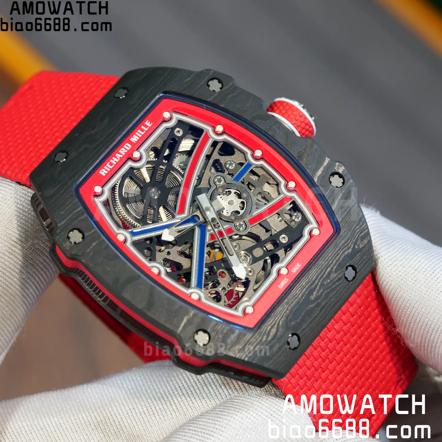 RICHARD MILLE RM67-02 Black NTPT Best Edition Norway Dial on Red Nylon strap CRMA7 Clone V9 79 af7b34ab46c0d23 AMO Watch