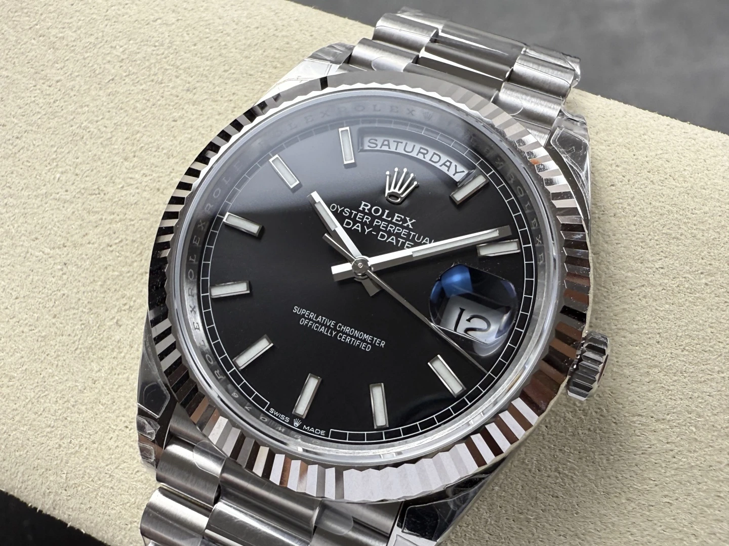 Rolex DayDate 228239 40mm VSF 1:1 Best Edition Black Dial Fluted Bezel 3255 31 afab7abba111b37 阿默表行AmoWatch
