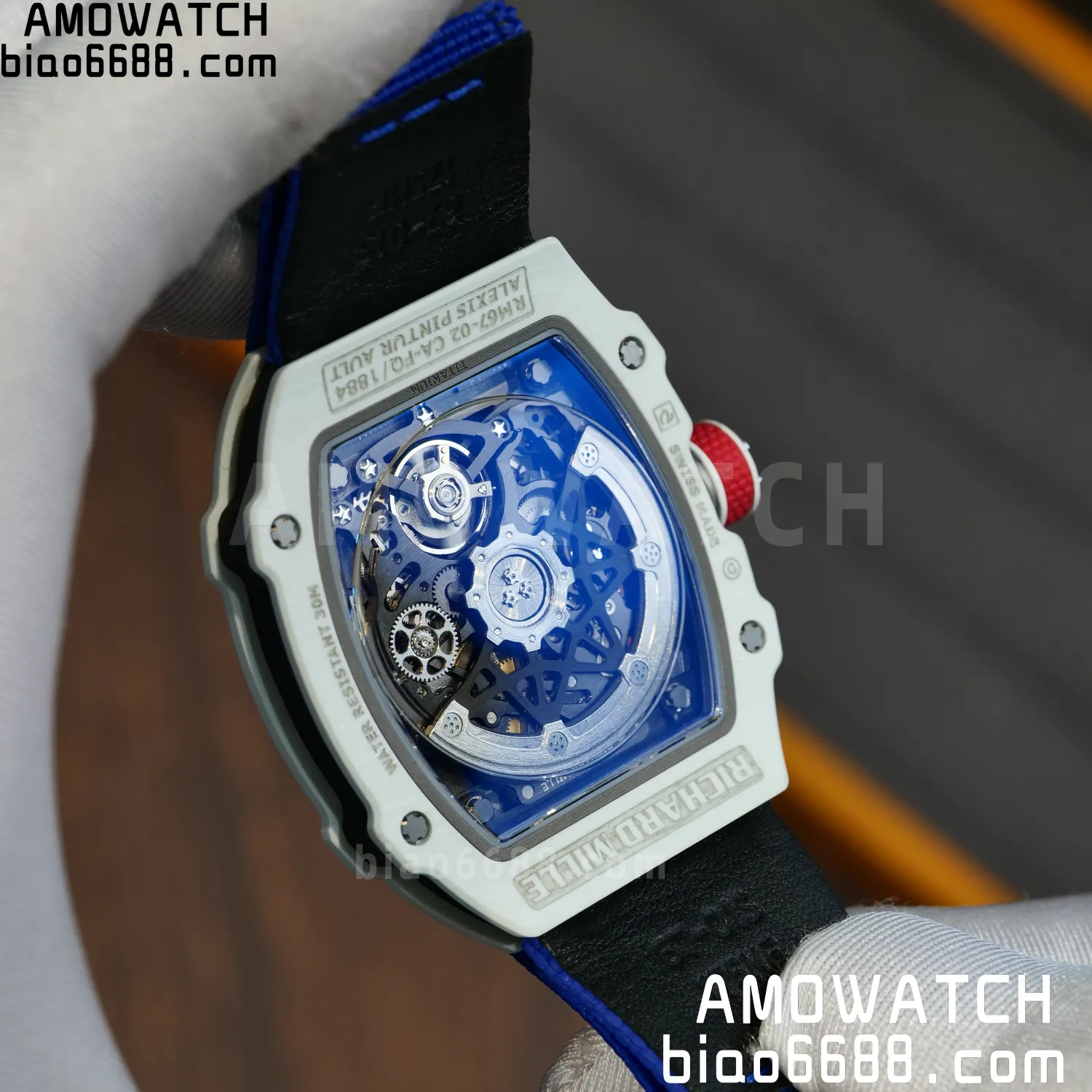 RICHARD MILLE RM67-02 White NTPT Best Edition France Dial on Blue Nylon strap CRMA7 Clone V9 100 b0730c809f7b2fe AMO Watch