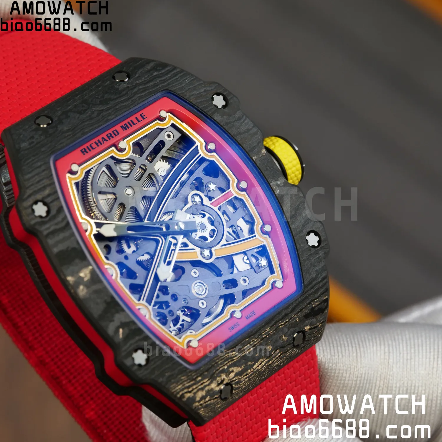 RICHARD MILLE RM67-02 Black NTPT Best Edition Spain Dial on Red Nylon strap CRMA7 Clone V9 90 b156446fa5a4fde AMO Watch