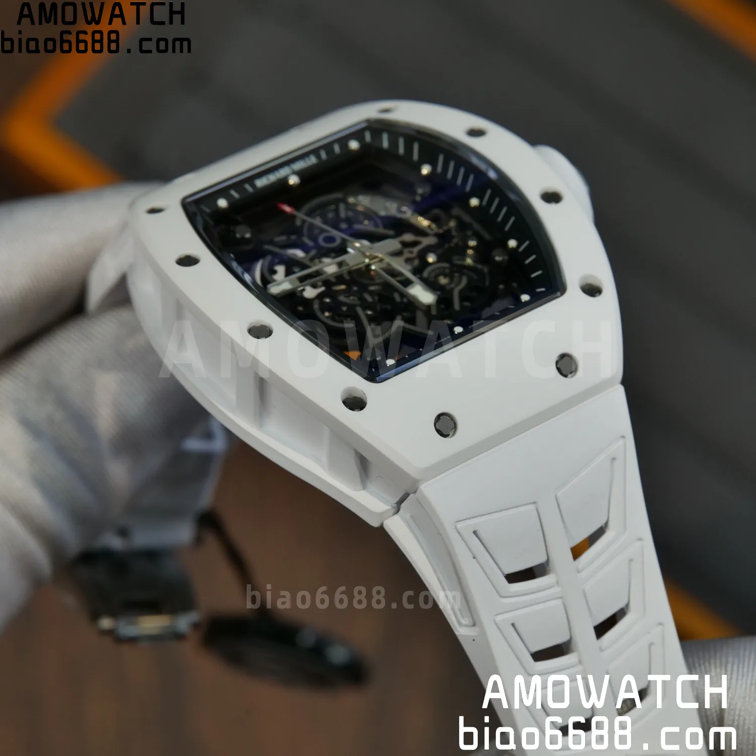 Richard Mille RM055 White Ceramic ZF 1:1 Best Edition Shark Fin Rubber Strap RMUL2 Super Clone V3 67 b18e5cf7415a0b0 AMO Watch