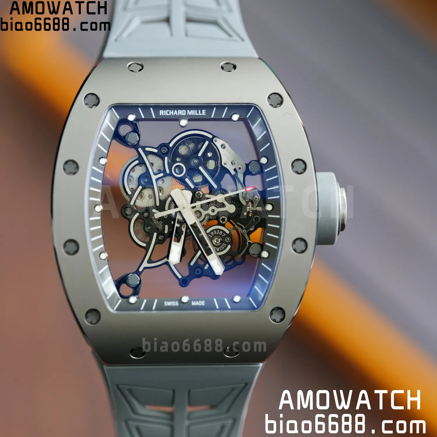 RICHARD MILLE RM055 Gray Ceramic UMI 1:1 Best Edition on Shark Rubber Strap RMUL2 Free Sprung 86 b28cc99e93b9968 AMO Watch