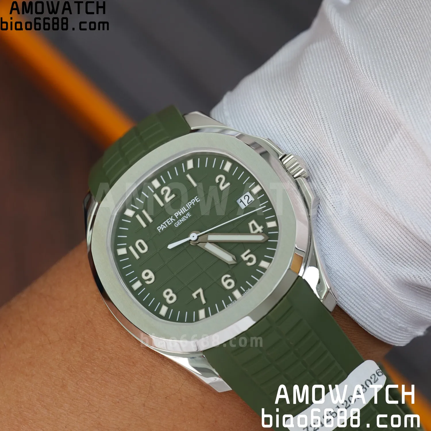 Custom Made PP Aquanaut 5168G 42mm Green Dial on Green Rubber Strap(Weighted) 88 b47baaaf902ff12 阿默表行AmoWatch