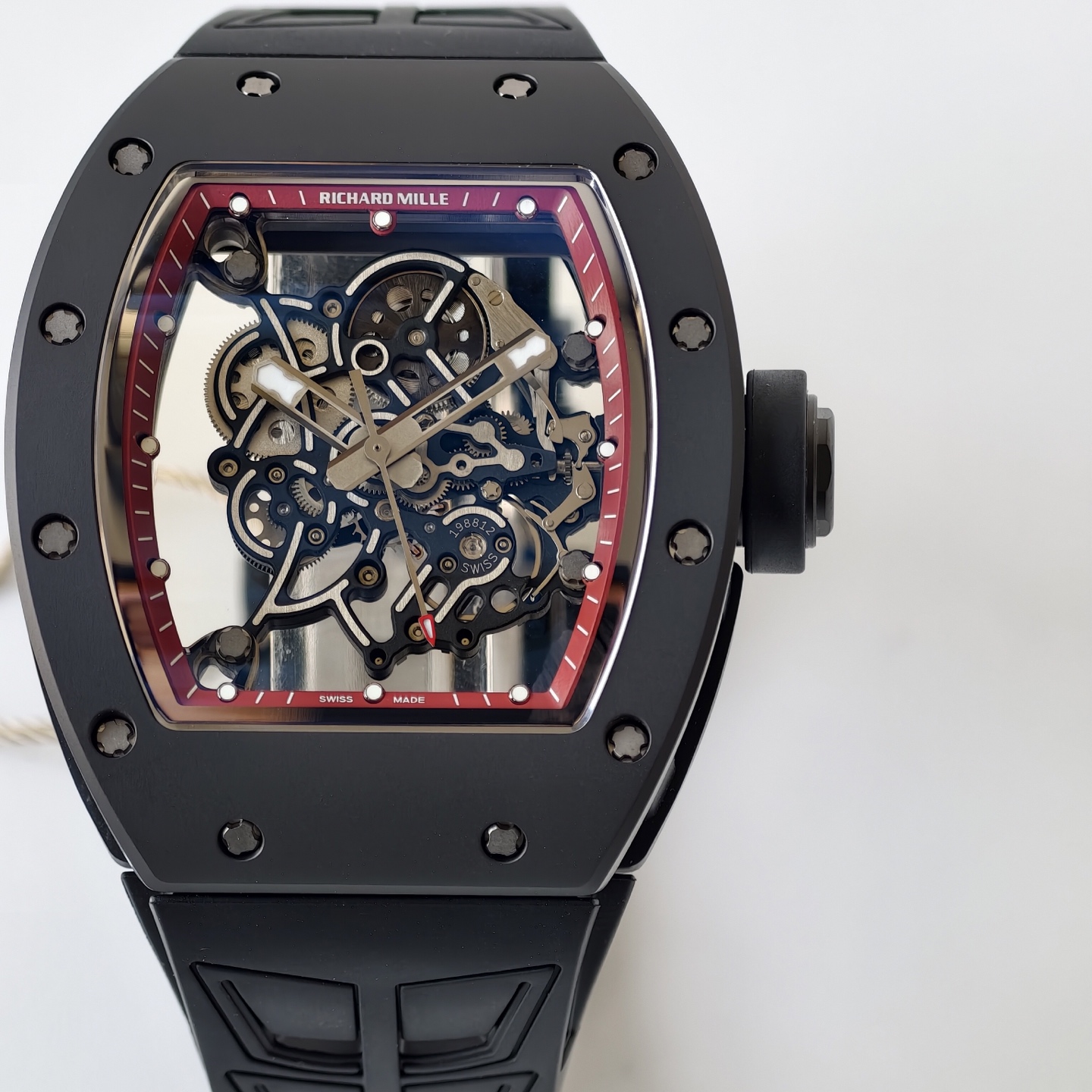 Richard Mille RM055 Black Ceramic UMI 1:1 Best Edition on Red Inner Bezel on Shark Rubber Strap RMUL2 Free Sprung 22 b9e7ab6f2bacef2 AMO Watch