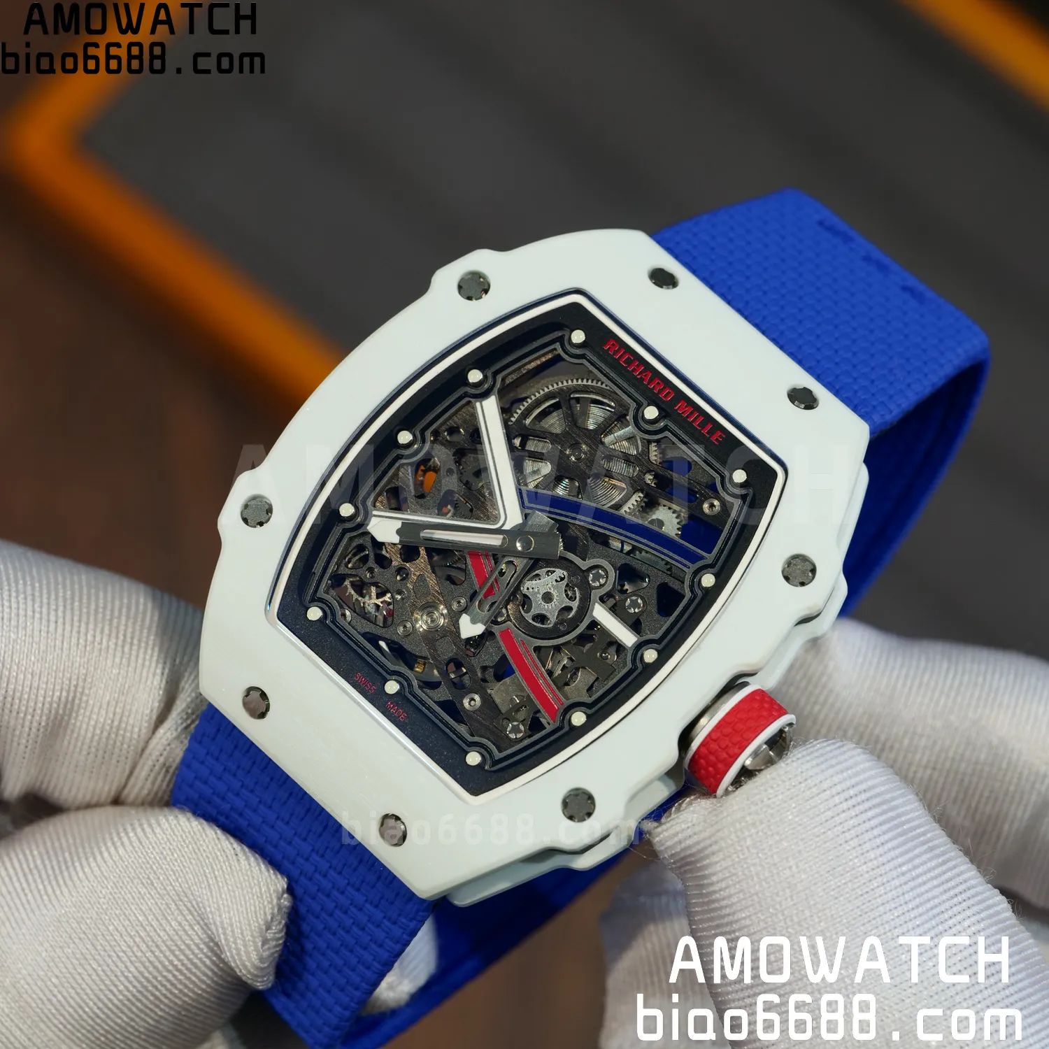 RICHARD MILLE RM67-02 White NTPT Best Edition France Dial on Blue Nylon strap CRMA7 Clone V9 90 bbde477baa6fbf6 AMO Watch