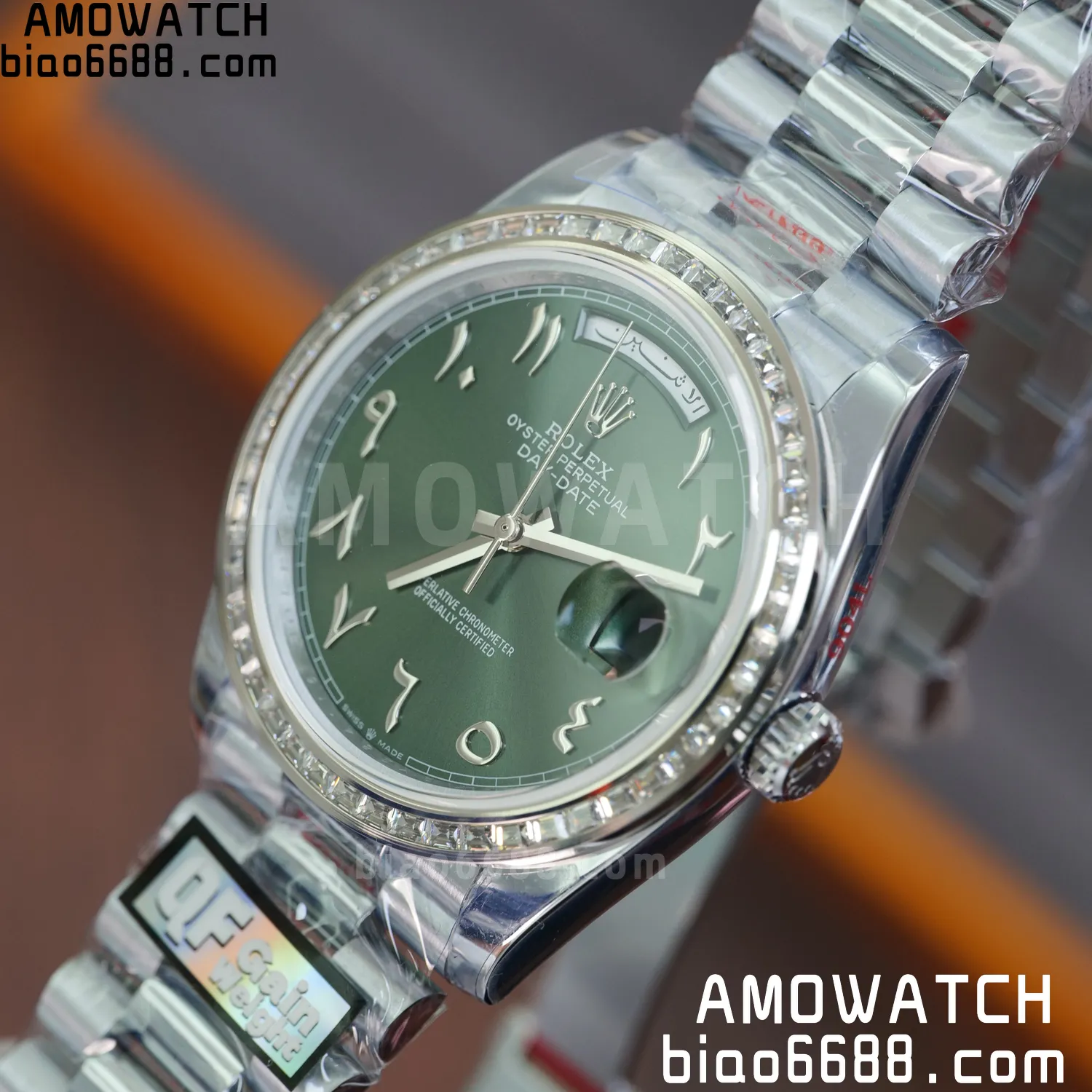 Rolex DayDate 228396 40mm QF 1:1 Best Edition Ice Green Roman Dial Diamond Bezel V6(Tungsten Heavy Version) 85 bcb35124b6761b4 AMO Watch